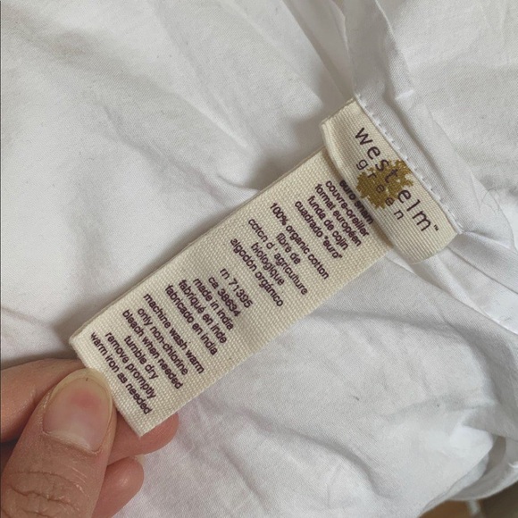 West Elm Organic Green Pintuck Euro Sham Cover - Picture 3 of 5